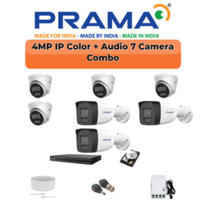 Prama 4MP Smart Dual Light 7-Camera IP Combo Kit | 7 Cameras | Built-in Mic | Color Night Vision | 8-Channel NVR | AI Detection | PT-NC140D3-WNM(D2)-7-COMBO