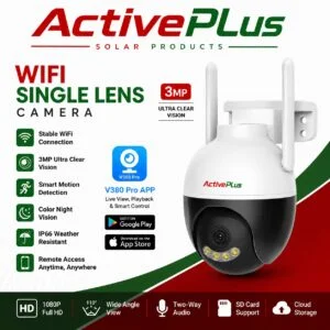 ActivePlus 3MP WiFi Single Lens PTZ Security Camera | Color Night Vision | Two-Way Audio | V380 Pro App | AP-WIFI-SL-3MP