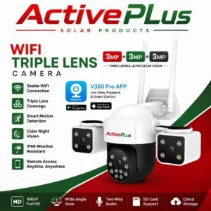 ActivePlus 3MP+3MP+3MP WiFi Triple Lens PTZ Security Camera | Triple Coverage | Color Night Vision | V380 Pro App | AP-WIFI-TL-3MP