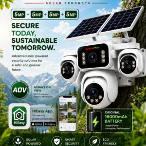 ActivePlus Solar 4-Lens 5MP+5MP+5MP+5MP Security Camera | Always On View | 16000mAh Battery | HiEasy App | AP-SOLAR-4L-5MP