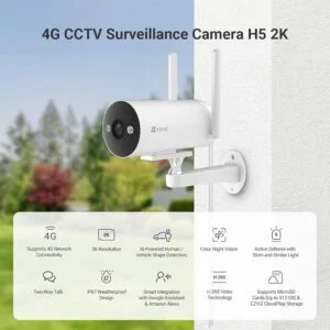 EZVIZ H5 2K 4G Smart Outdoor Security Camera | AI Detection | Active Defense | Color Night Vision