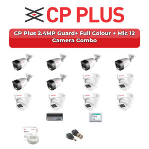 CP Plus 12 Camera 2.4MP HD CCTV Combo Kit | Guard+ Full Colour + Mic | 16CH XVR / DVR | 2TB HDD