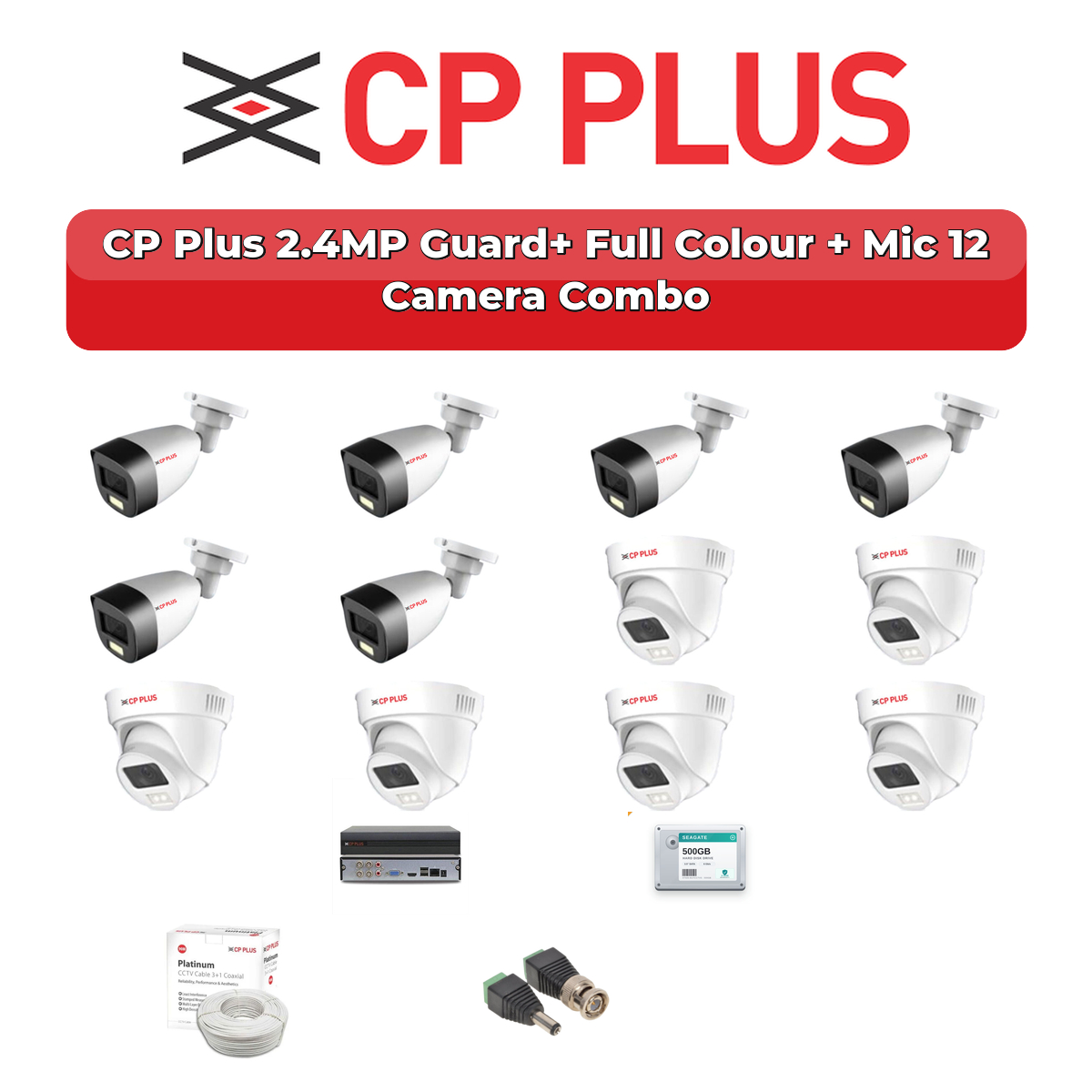 CP Plus 12 Camera 2.4MP HD CCTV Combo Kit | Guard+ Full Colour + Mic | 16CH XVR / DVR | 2TB HDD 1 CP Plus 12 Camera 2.4MP HD CCTV Combo Kit | Guard+ Full Colour + Mic | 16CH XVR / DVR | 2TB HDD