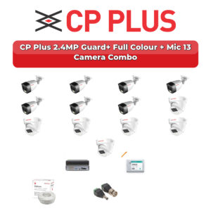 CP Plus 13 Camera 2.4MP HD CCTV Combo Kit | Guard+ Full Colour + Mic | 16CH XVR / DVR | 4TB HDD