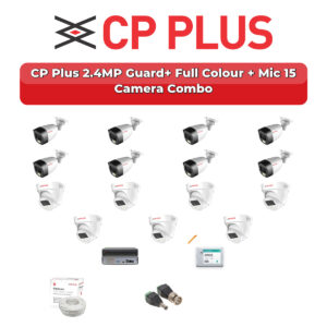 CP Plus 15 Camera 2.4MP HD CCTV Combo Kit | Guard+ Full Colour + Mic | 16CH XVR / DVR | 4TB HDD