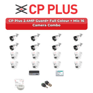 CP Plus 16 Camera 2.4MP HD CCTV Combo Kit | Guard+ Full Colour + Mic | 16CH XVR / DVR | 4TB HDD