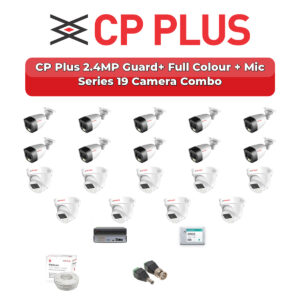 CP Plus 19 Camera 2.4MP HD CCTV Combo Kit | Guard+ Full Colour + Mic | 32CH XVR / DVR | 1×4TB + 1×2TB HDD