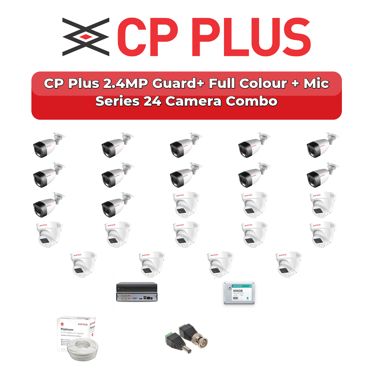 CP Plus 24 Camera 2.4MP HD CCTV Combo Kit | Guard+ Full Colour + Mic | 32CH XVR / DVR | 2×4TB HDD 1 CP Plus 24 Camera 2.4MP HD CCTV Combo Kit | Guard+ Full Colour + Mic | 32CH XVR / DVR | 2×4TB HDD