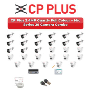 CP Plus 29 Camera 2.4MP HD CCTV Combo Kit | Guard+ Full Colour + Mic | 32CH XVR / DVR | 2×6TB HDD