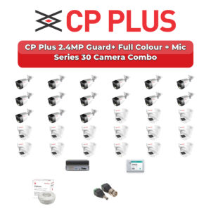 CP Plus 30 Camera 2.4MP HD CCTV Combo Kit | Guard+ Full Colour + Mic | 32CH XVR / DVR | 2×6TB HDD