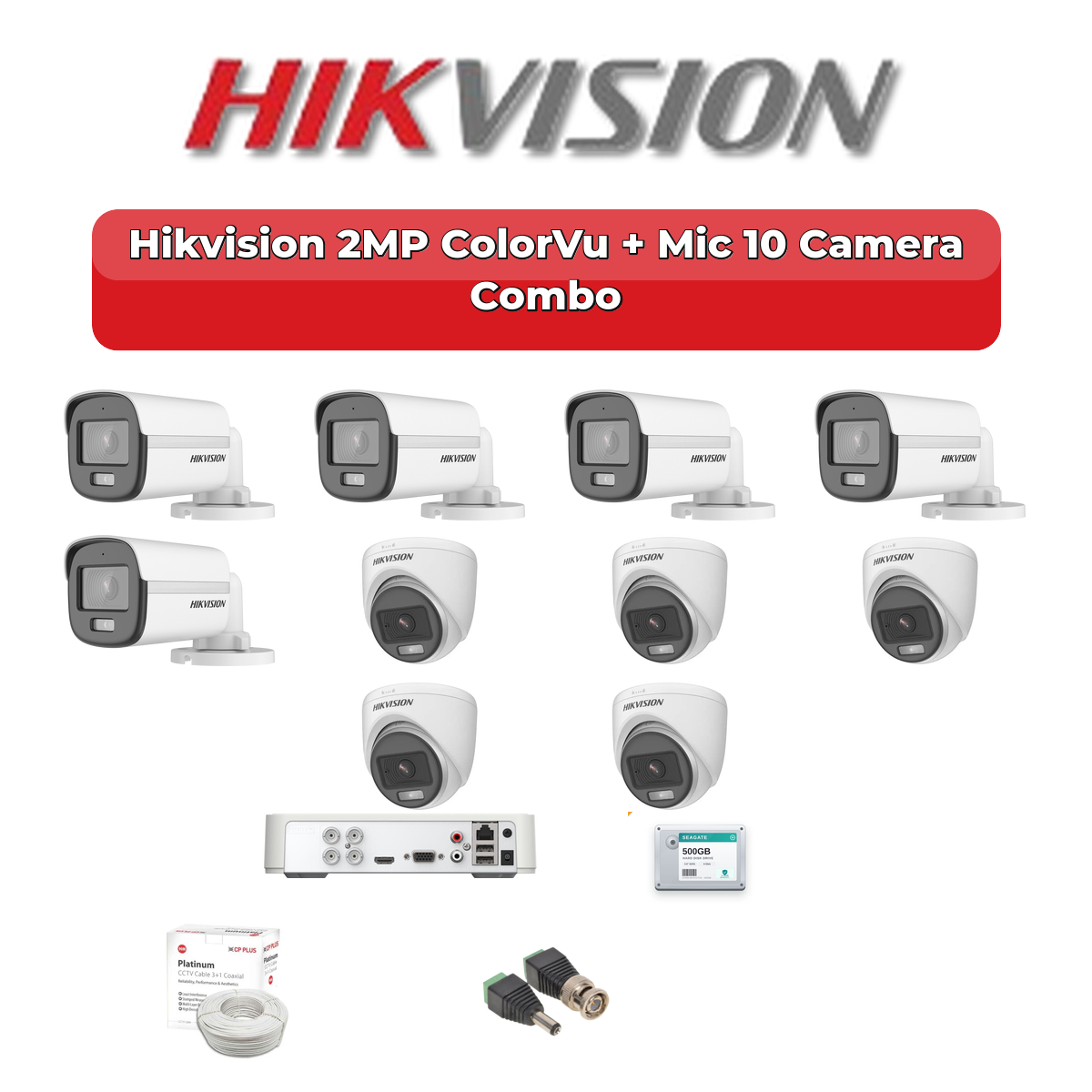 Hikvision 10 Camera 2MP HD CCTV Combo Kit | ColorVu + Mic | 16CH XVR / DVR | 2TB HDD 1 Hikvision 10 Camera 2MP HD CCTV Combo Kit | ColorVu + Mic | 16CH XVR / DVR | 2TB HDD