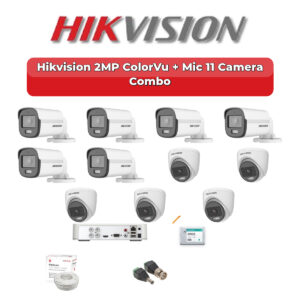 Hikvision 11 Camera 2MP HD CCTV Combo Kit | ColorVu + Mic | 16CH XVR / DVR | 2TB HDD