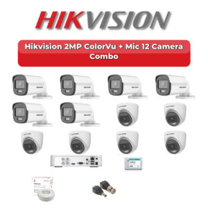 Hikvision 12 Camera 2MP HD CCTV Combo Kit | ColorVu + Mic | 16CH XVR / DVR | 2TB HDD