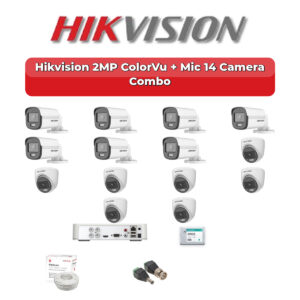 Hikvision 14 Camera 2MP HD CCTV Combo Kit | ColorVu + Mic | 16CH XVR / DVR | 4TB HDD