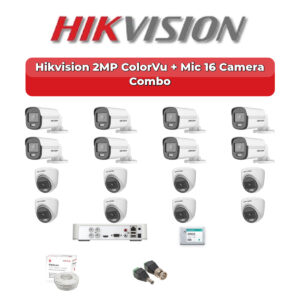 Hikvision 16 Camera 2MP HD CCTV Combo Kit | ColorVu + Mic | 16CH XVR / DVR | 4TB HDD
