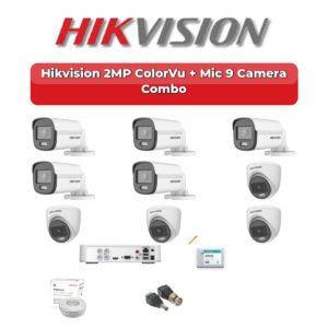 Hikvision 9 Camera 2MP HD CCTV Combo Kit | ColorVu + Mic | 16CH XVR / DVR | 2TB HDD