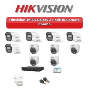 Hikvision 10 Camera 3K HD CCTV Combo Kit | 3K ColorVu + Mic | 16CH XVR / DVR | 2TB HDD
