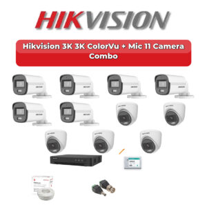 Hikvision 11 Camera 3K HD CCTV Combo Kit | 3K ColorVu + Mic | 16CH XVR / DVR | 2TB HDD