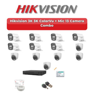 Hikvision 13 Camera 3K HD CCTV Combo Kit | 3K ColorVu + Mic | 16CH XVR / DVR | 4TB HDD