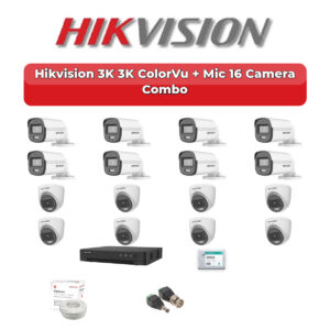 Hikvision 16 Camera 3K HD CCTV Combo Kit | 3K ColorVu + Mic | 16CH XVR / DVR | 4TB HDD