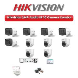 Hikvision 10 Camera 2MP HD CCTV Combo Kit | Audio IR | 16CH XVR / DVR | 2TB HDD