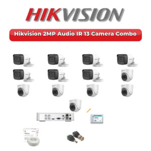 Hikvision 13 Camera 2MP HD CCTV Combo Kit | Audio IR | 16CH XVR / DVR | 4TB HDD