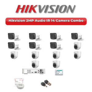 Hikvision 14 Camera 2MP HD CCTV Combo Kit | Audio IR | 16CH XVR / DVR | 4TB HDD
