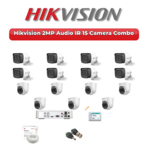 Hikvision 15 Camera 2MP HD CCTV Combo Kit | Audio IR | 16CH XVR / DVR | 4TB HDD