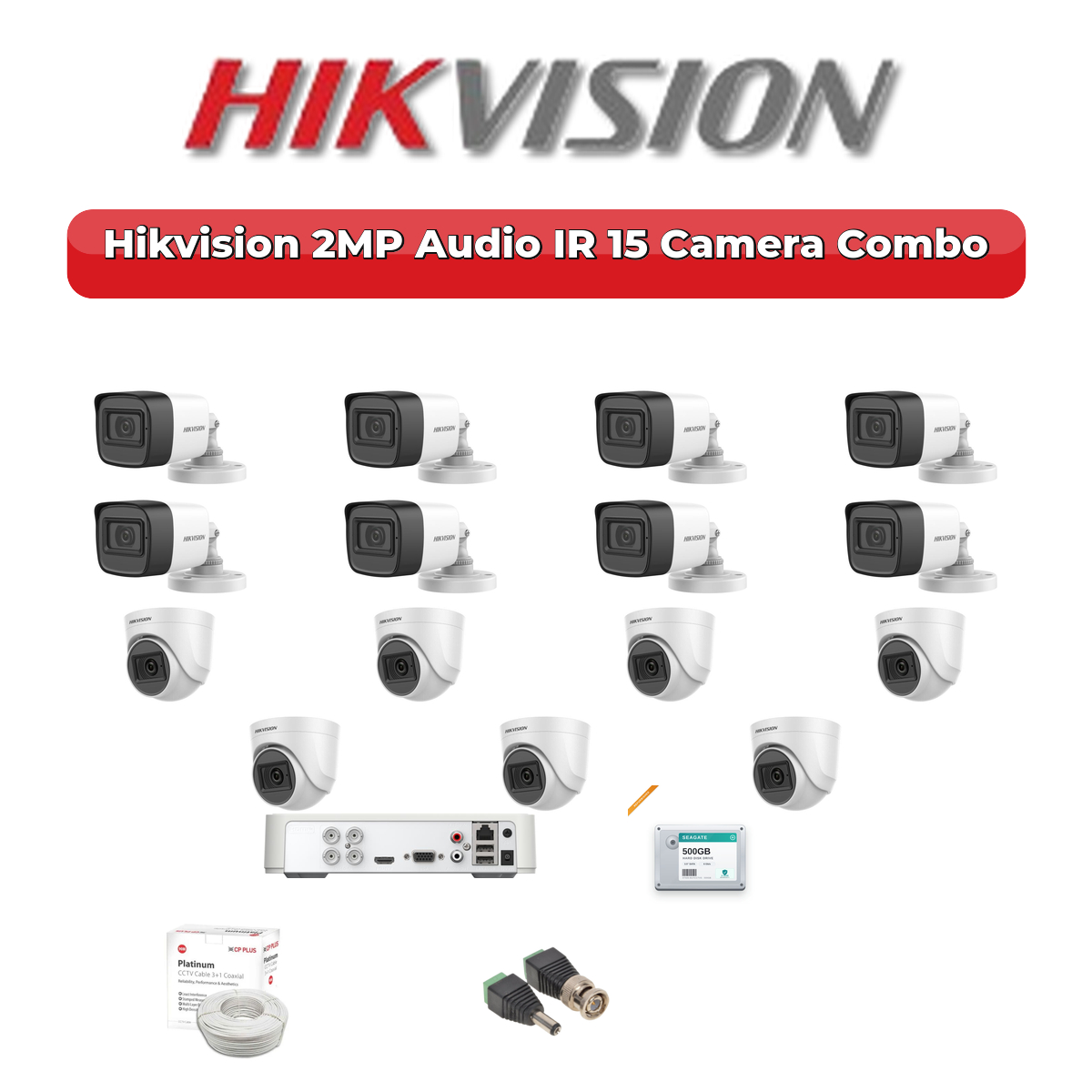 Hikvision 15 Camera 2MP HD CCTV Combo Kit | Audio IR | 16CH XVR / DVR | 4TB HDD 1 Hikvision 15 Camera 2MP HD CCTV Combo Kit | Audio IR | 16CH XVR / DVR | 4TB HDD
