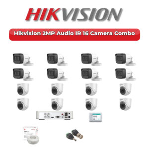 Hikvision 16 Camera 2MP HD CCTV Combo Kit | Audio IR | 16CH XVR / DVR | 4TB HDD