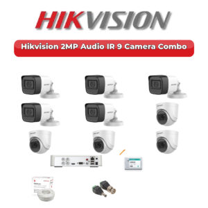 Hikvision 9 Camera 2MP HD CCTV Combo Kit | Audio IR | 16CH XVR / DVR | 2TB HDD
