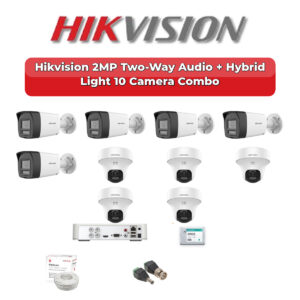 Hikvision 10 Camera 2MP HD CCTV Combo Kit | Two-Way Audio + Hybrid Light | 16CH XVR / DVR | 2TB HDD