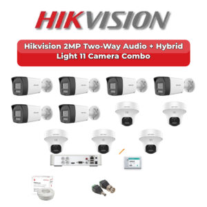 Hikvision 11 Camera 2MP HD CCTV Combo Kit | Two-Way Audio + Hybrid Light | 16CH XVR / DVR | 2TB HDD