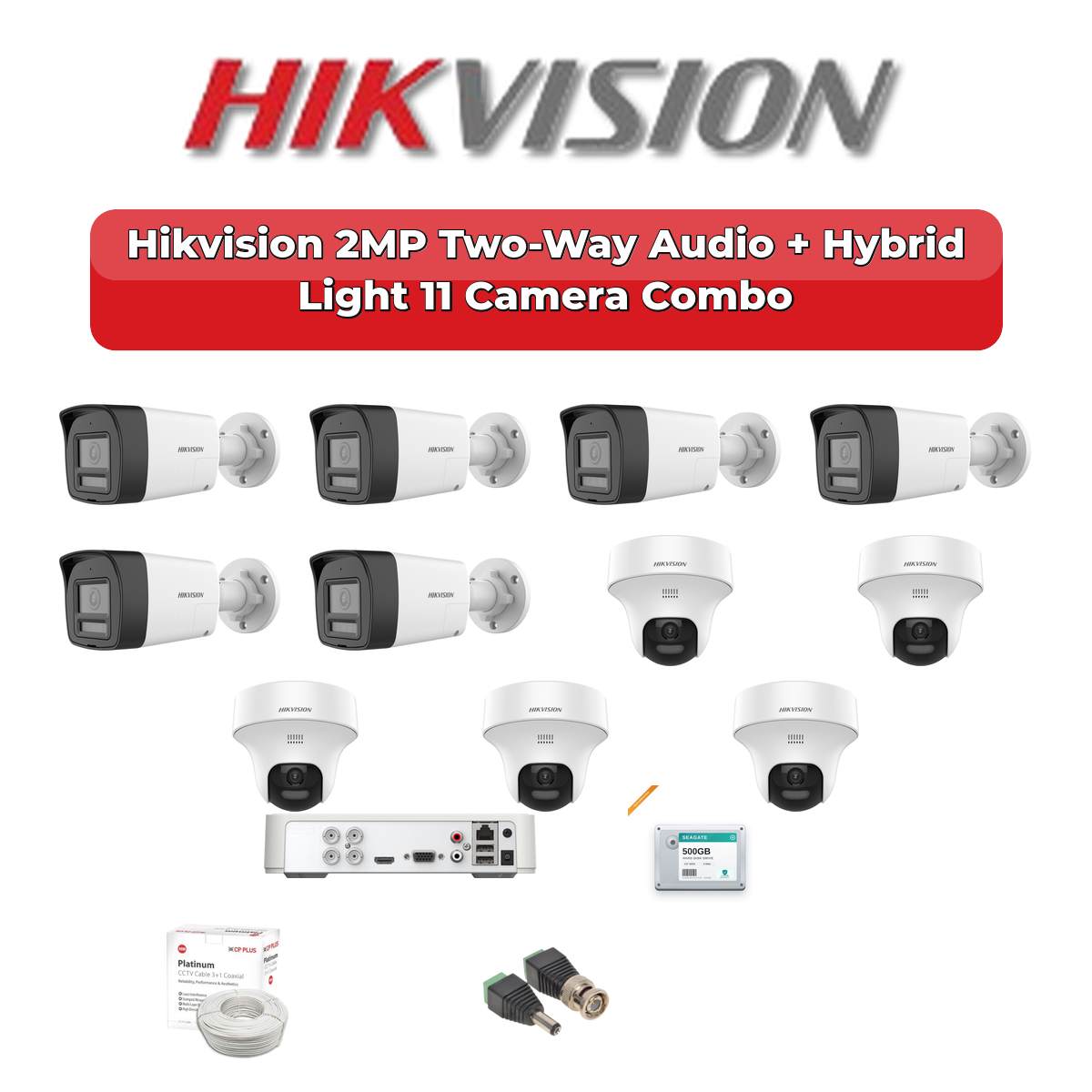 Hikvision 11 Camera 2MP HD CCTV Combo Kit | Two-Way Audio + Hybrid Light | 16CH XVR / DVR | 2TB HDD 1 Hikvision 11 Camera 2MP HD CCTV Combo Kit | Two-Way Audio + Hybrid Light | 16CH XVR / DVR | 2TB HDD