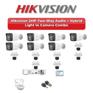 Hikvision 14 Camera 2MP HD CCTV Combo Kit | Two-Way Audio + Hybrid Light | 16CH XVR / DVR | 4TB HDD