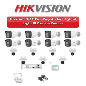 Hikvision 15 Camera 2MP HD CCTV Combo Kit | Two-Way Audio + Hybrid Light | 16CH XVR / DVR | 4TB HDD