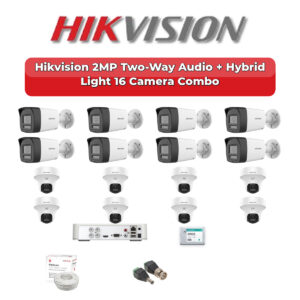 Hikvision 16 Camera 2MP HD CCTV Combo Kit | Two-Way Audio + Hybrid Light | 16CH XVR / DVR | 4TB HDD