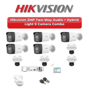 Hikvision 9 Camera 2MP HD CCTV Combo Kit | Two-Way Audio + Hybrid Light | 16CH XVR / DVR | 2TB HDD