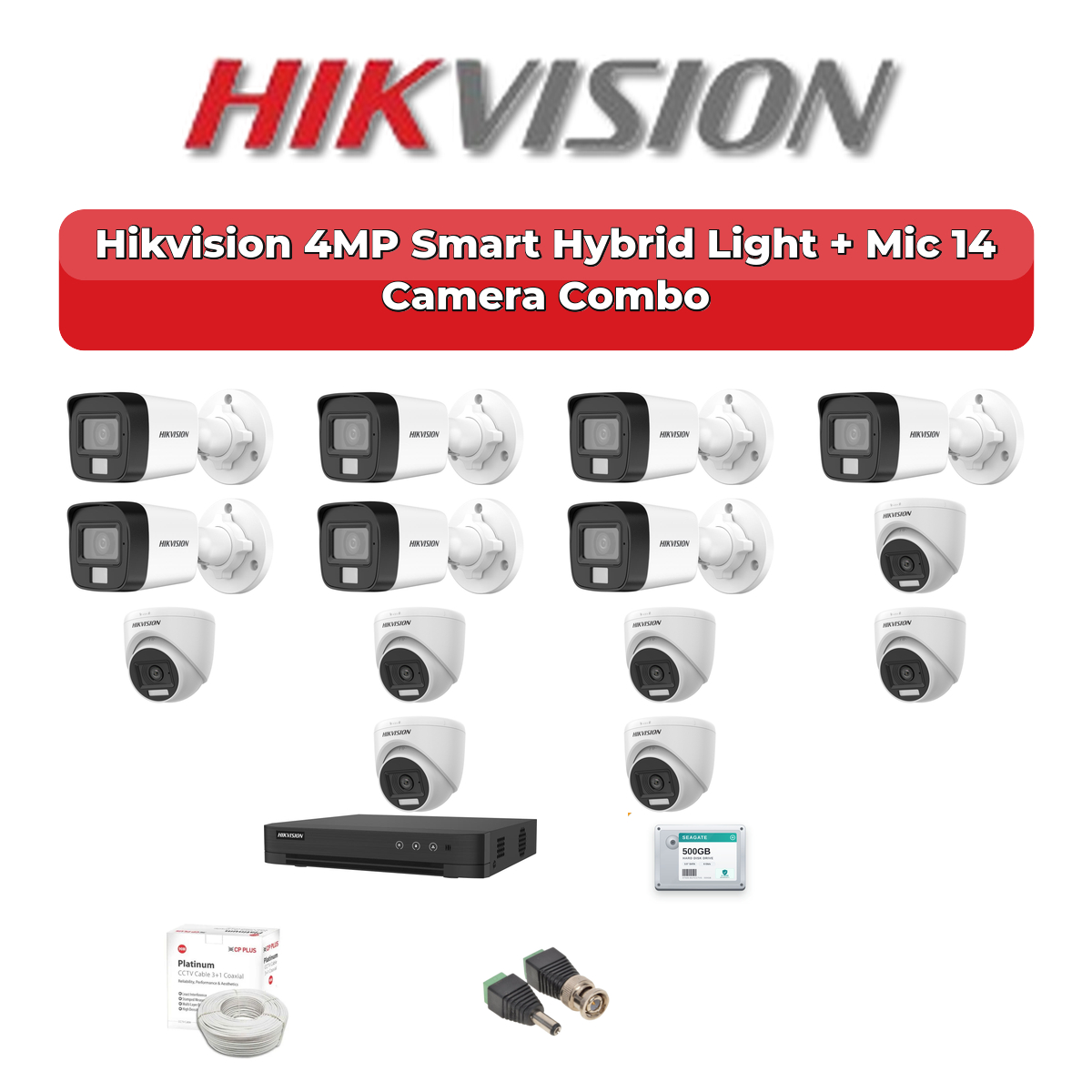 Hikvision 14 Camera 4MP HD CCTV Combo Kit | Smart Hybrid Light + Mic | 16CH XVR / DVR | 4TB HDD 1 Hikvision 14 Camera 4MP HD CCTV Combo Kit | Smart Hybrid Light + Mic | 16CH XVR / DVR | 4TB HDD