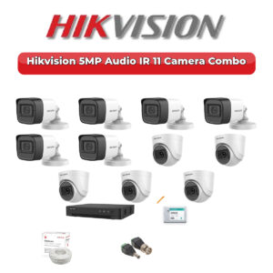 Hikvision 11 Camera 5MP HD CCTV Combo Kit | Audio IR | 16CH XVR / DVR | 2TB HDD