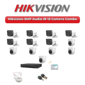 Hikvision 13 Camera 5MP HD CCTV Combo Kit | Audio IR | 16CH XVR / DVR | 4TB HDD