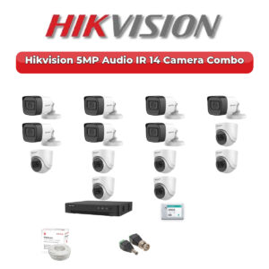 Hikvision 14 Camera 5MP HD CCTV Combo Kit | Audio IR | 16CH XVR / DVR | 4TB HDD