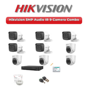 Hikvision 9 Camera 5MP HD CCTV Combo Kit | Audio IR | 16CH XVR / DVR | 2TB HDD