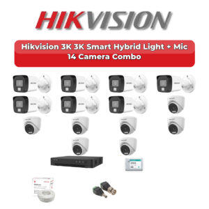 Hikvision 14 Camera 3K HD CCTV Combo Kit | 3K Smart Hybrid Light + Mic | 16CH XVR / DVR | 4TB HDD