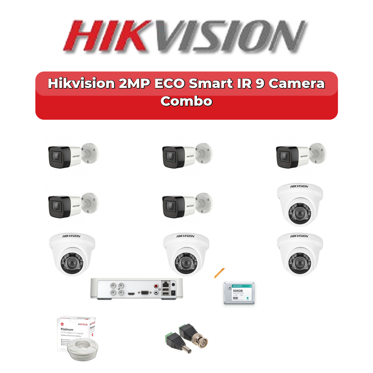 Hikvision 9 Camera 2MP HD CCTV Combo Kit | ECO Smart IR | 16CH XVR / DVR | 2TB HDD 1 Hikvision 9 Camera 2MP HD CCTV Combo Kit | ECO Smart IR | 16CH XVR / DVR | 2TB HDD