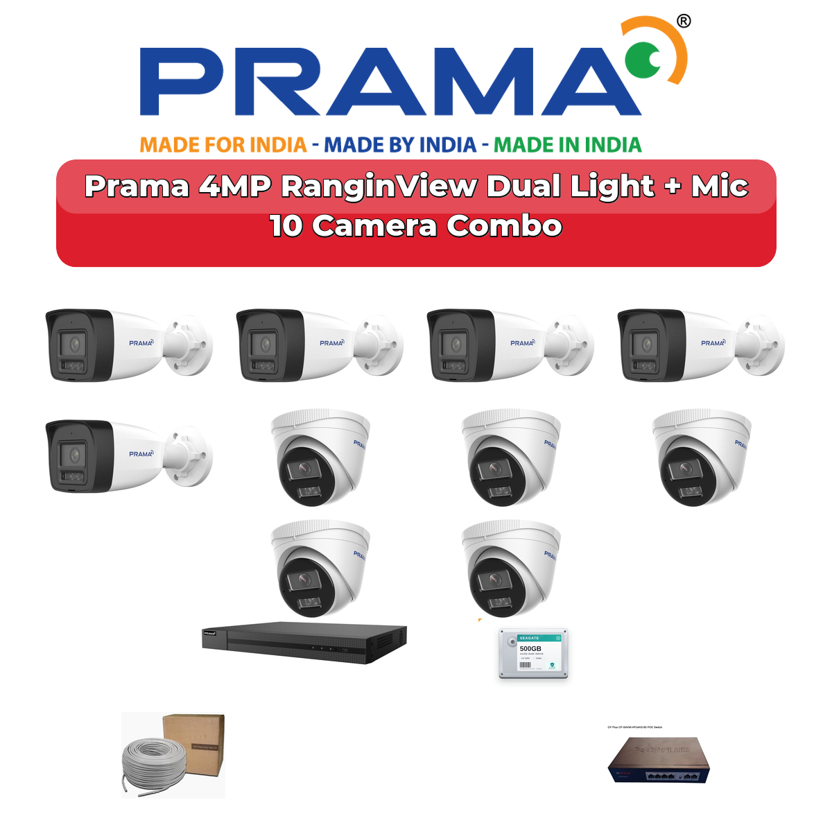 Prama 10 Camera 4MP IP CCTV Combo Kit | RanginView Dual Light + Mic | 16CH NVR | 2TB HDD 1 Prama 10 Camera 4MP IP CCTV Combo Kit | RanginView Dual Light + Mic | 16CH NVR | 2TB HDD