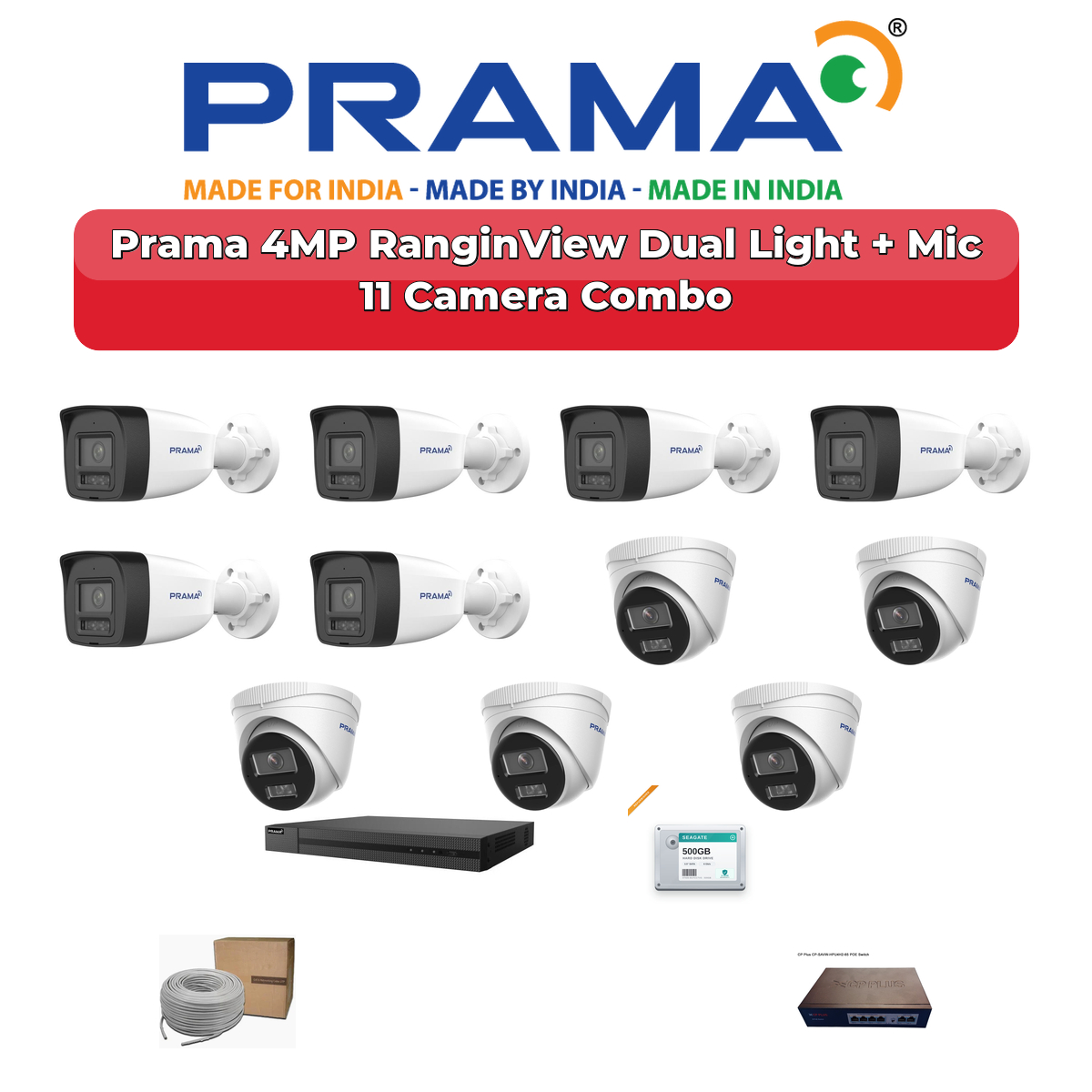 Prama 11 Camera 4MP IP CCTV Combo Kit | RanginView Dual Light + Mic | 16CH NVR | 2TB HDD 1 Prama 11 Camera 4MP IP CCTV Combo Kit | RanginView Dual Light + Mic | 16CH NVR | 2TB HDD