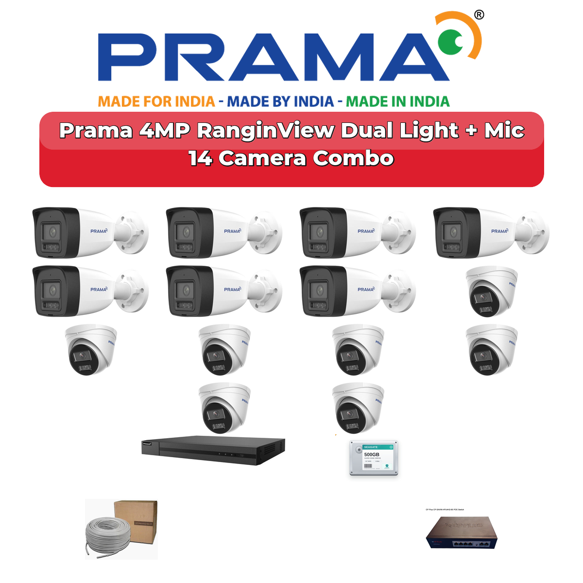 Prama 14 Camera 4MP IP CCTV Combo Kit | RanginView Dual Light + Mic | 16CH NVR | 4TB HDD 1 Prama 14 Camera 4MP IP CCTV Combo Kit | RanginView Dual Light + Mic | 16CH NVR | 4TB HDD