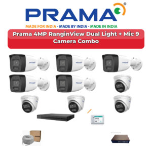 Prama 9 Camera 4MP IP CCTV Combo Kit | RanginView Dual Light + Mic | 16CH NVR | 2TB HDD