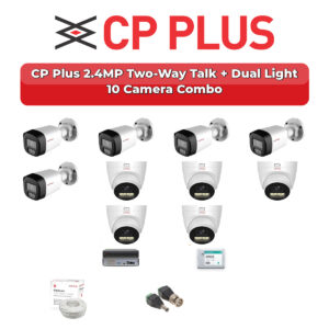 CP Plus 10 Camera 2.4MP HD CCTV Combo Kit | Two-Way Talk + Dual Light | 16CH XVR / DVR | 2TB HDD